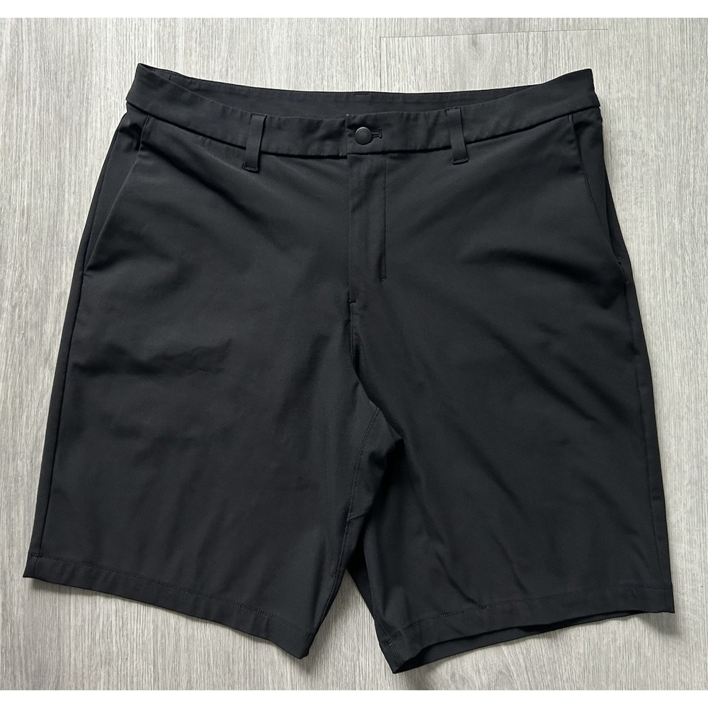 Lululemon Commission Shorts Mens Size 36 Black Stretch Chino 10" Warpstreme